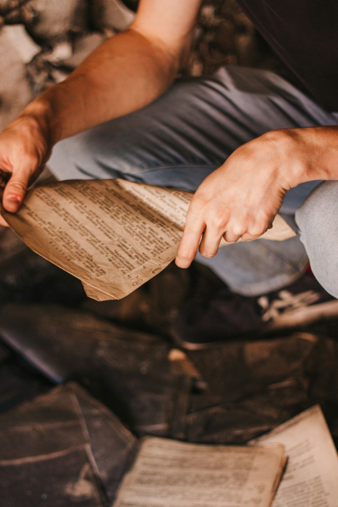 person reading old letter